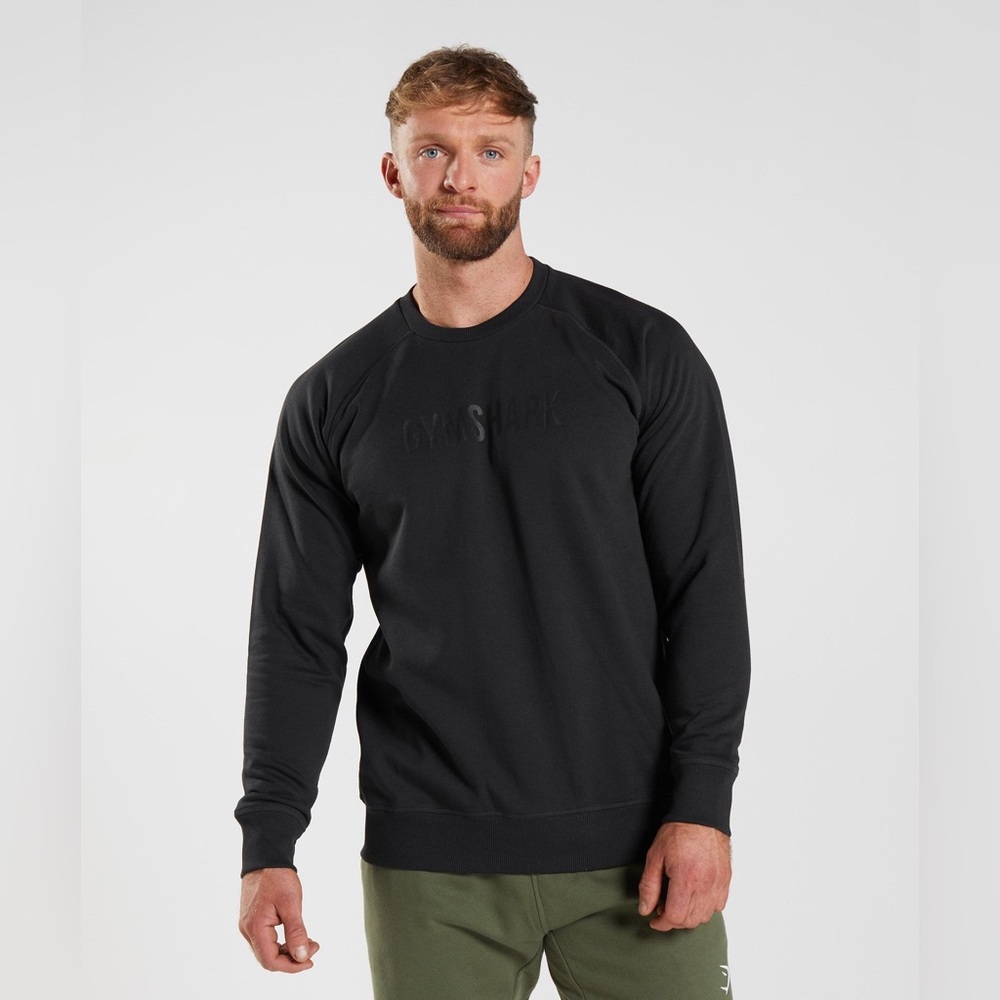 Gymshark Men's Charcoal Apollo Crewneck With Logo Size LG EUC